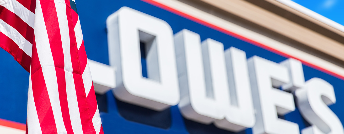 American Flag Lowe's Storefront