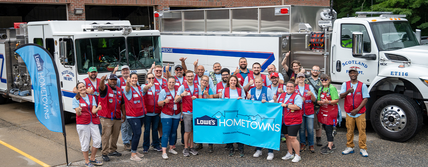 Volunteer Spirit Shines as Scotland Fire Department Renovates with Lowe's Hometowns Grant Banner